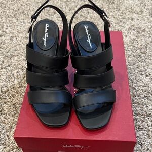 Salvatore Ferragamo Black Strappy Sandals
